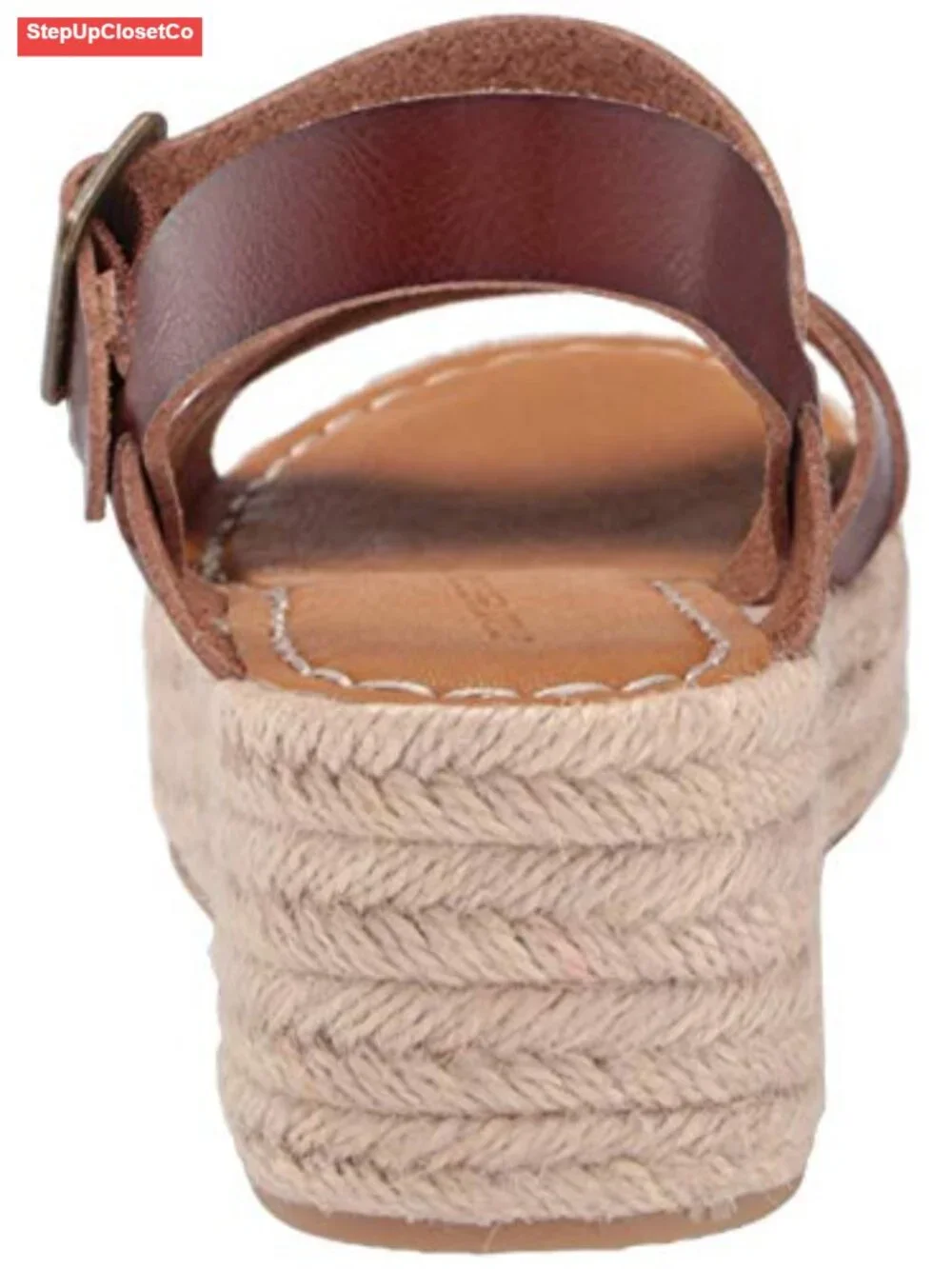 Women's Flatform Espadrille Ankle Strap Wedge Sandals Faux Leather